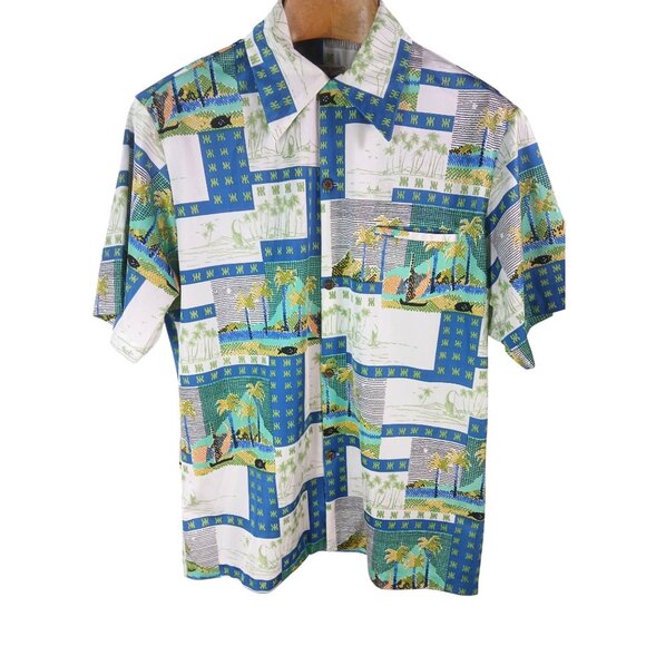 Napili Other - Vintage 70s Napili Made Hawaii Tropical Graphic Hawaiian Shirt Size L No Iron